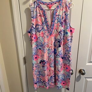 Lilly Pulitzer Pink Blue Floral Sleeveless Shift Dress